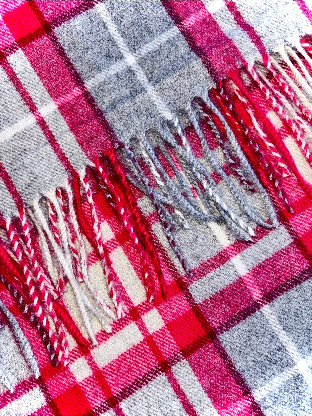 NWT Hot Pink Plaid Fringe Scarf Cashmere Feel Winter Wrap Preppy Coquette - Picture 7 of 7
